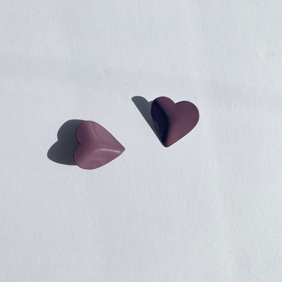 Dusty Grape Enamel Heart Earrings