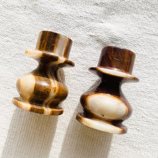 Hand Carved Onyx Candlesticks