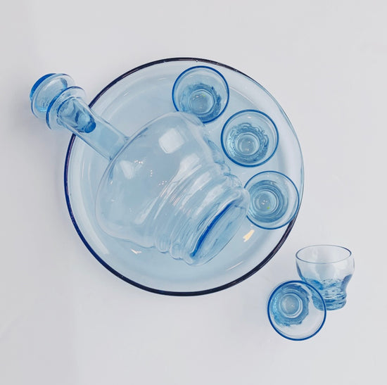 Blue Art Deco Sipping Set