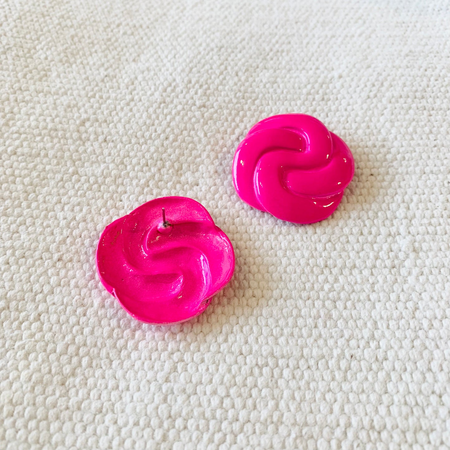 Electric Pink Knot Earring