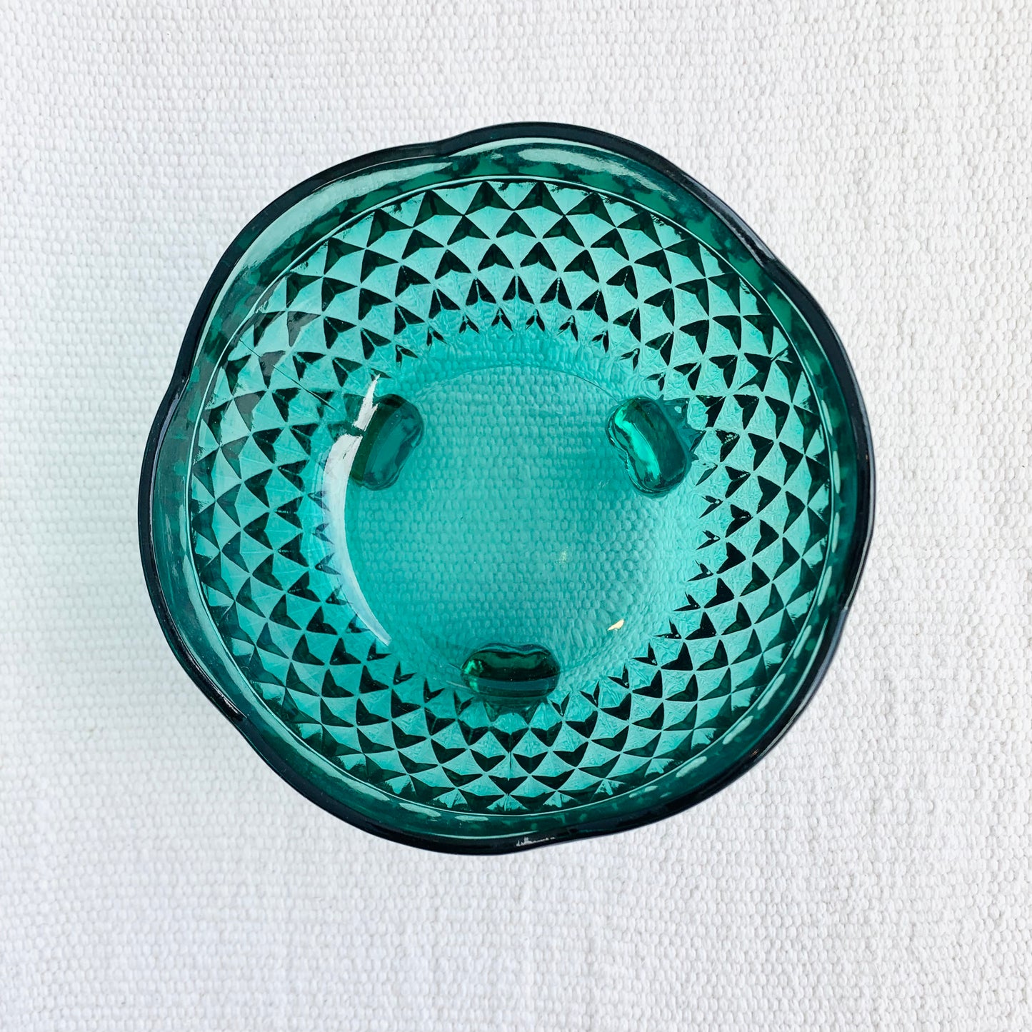 Teal Glass Footed Dish