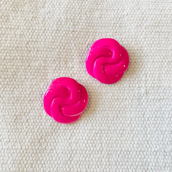 Electric Pink Knot Earring