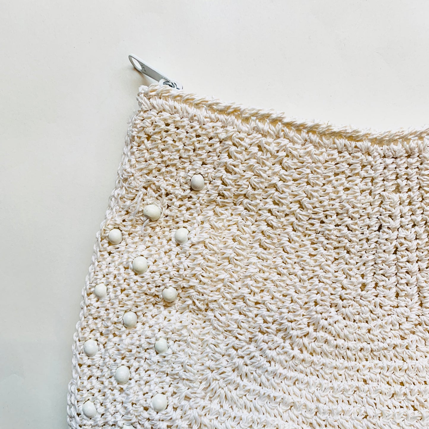 Woven White Beaded Clutch