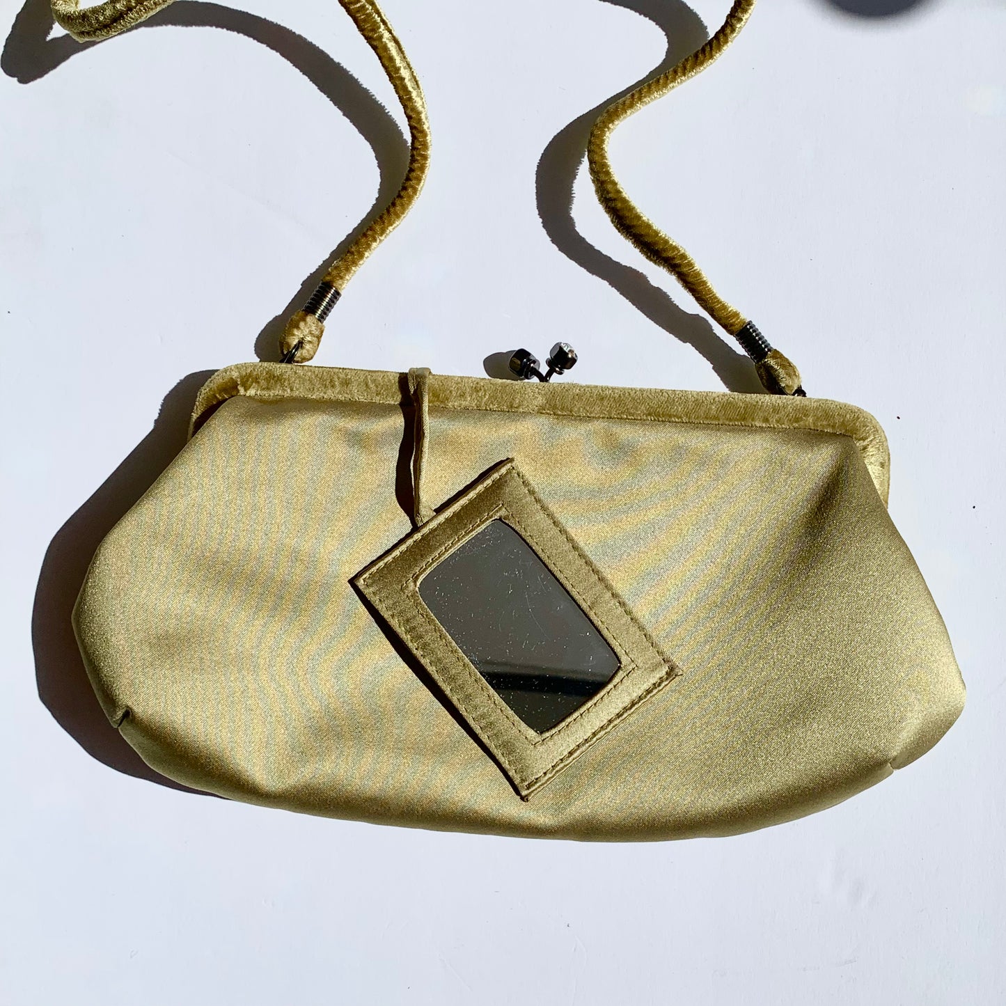 Chartreuse Satin and Velvet Handbag