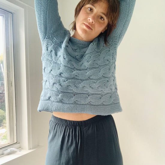 Sky Blue CableKnit Sweater